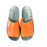 Slide couro laranja hype