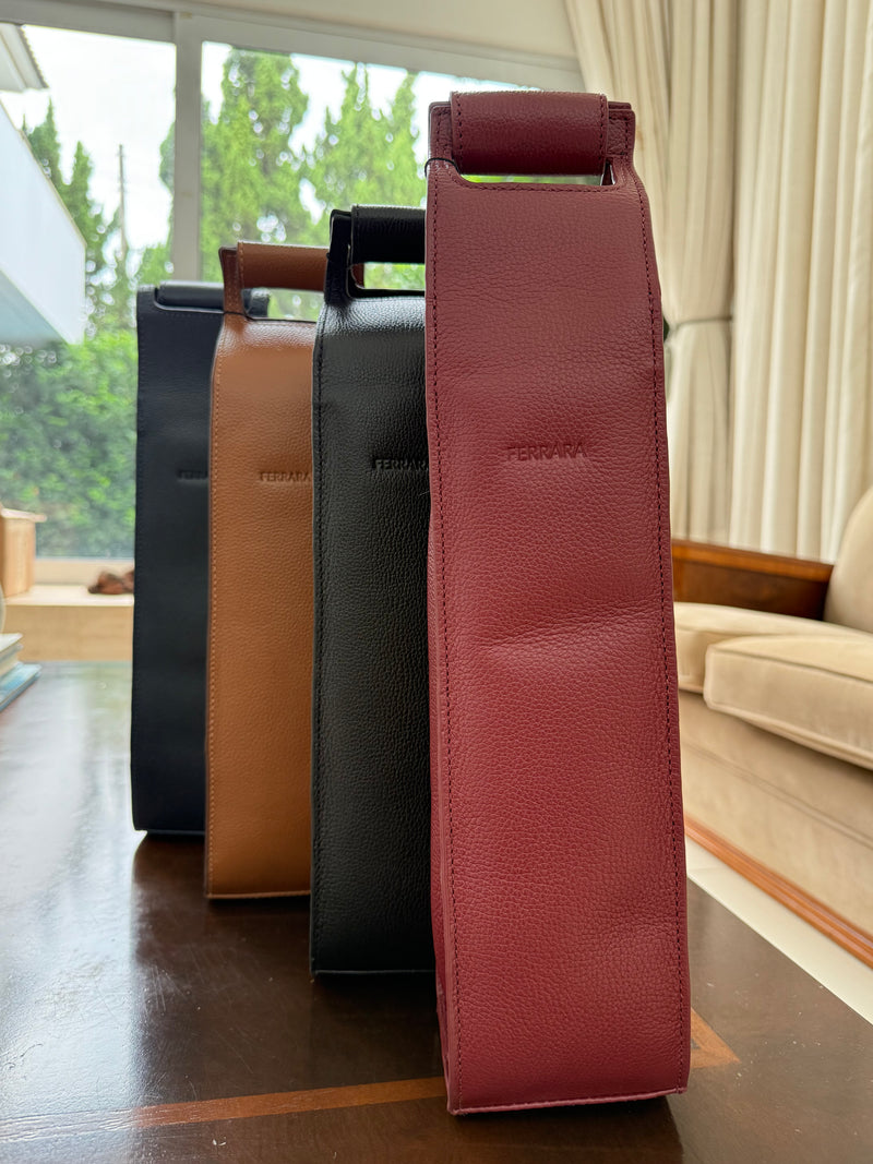 Porta vinho de couro