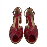 Peep toe couro vermelho 181