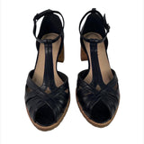 Peep toe preto couro 181